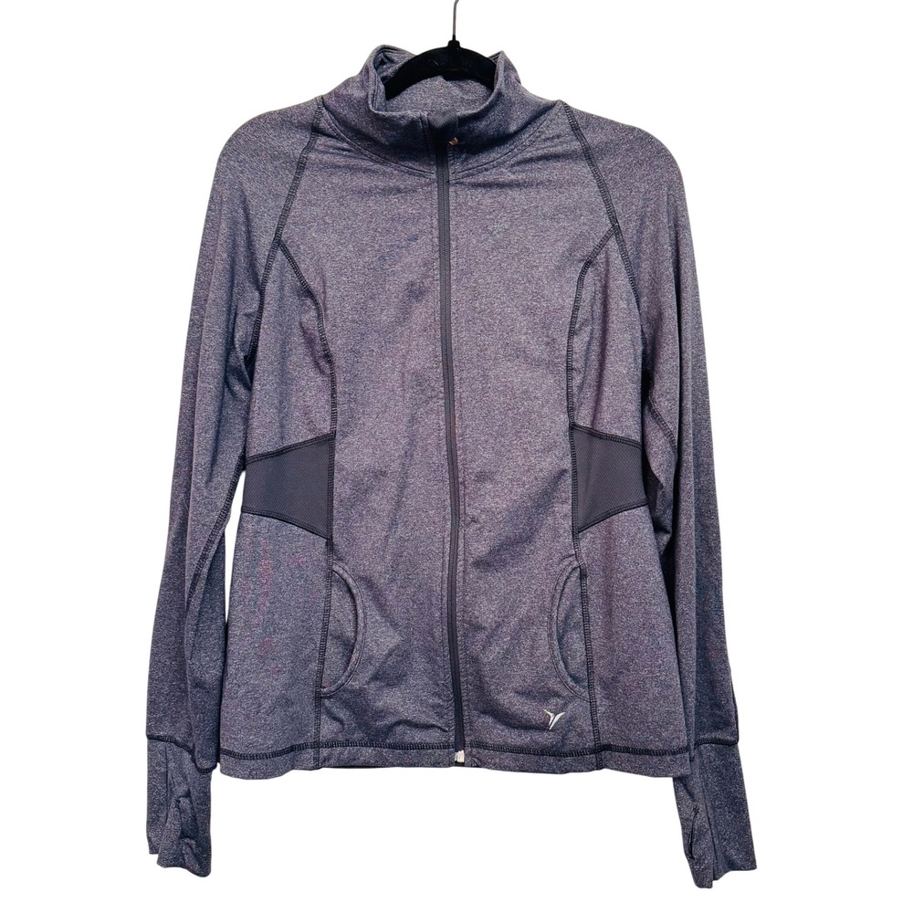 231 - Old Navy Active Womens Large Compression Full Zip Jacket Heather Gray